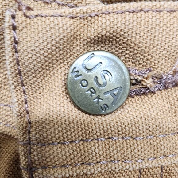 Vintage USA Works Five Brother Pants Mens W38 L32 Brown Double Knee Carpenter - Picture 2 of 11